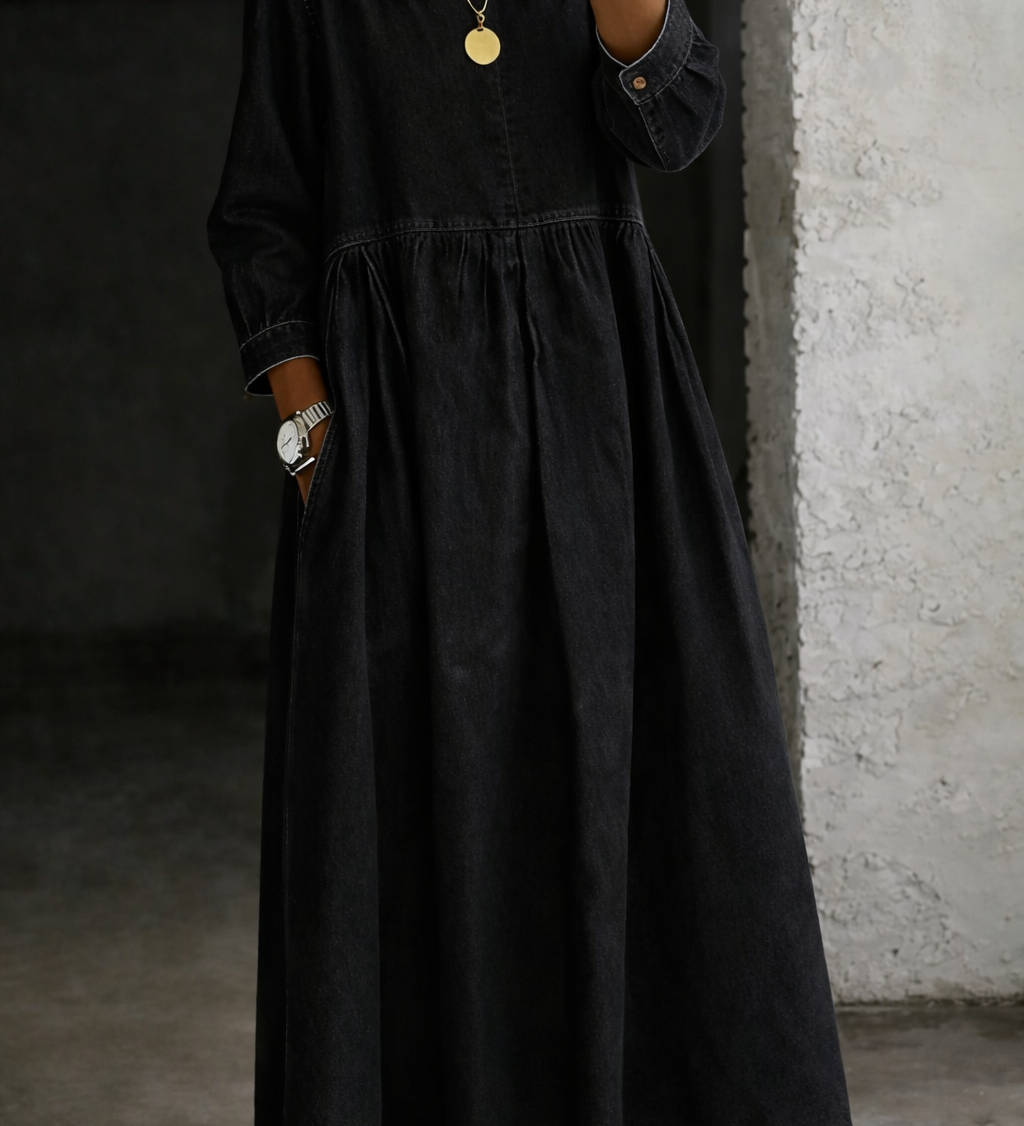 Manon | Robe en jean à col Peter Pan