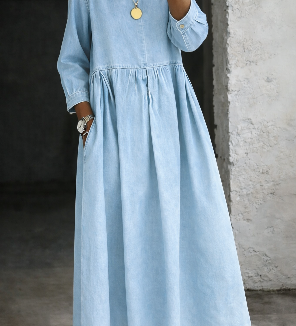 Manon | Robe en jean à col Peter Pan