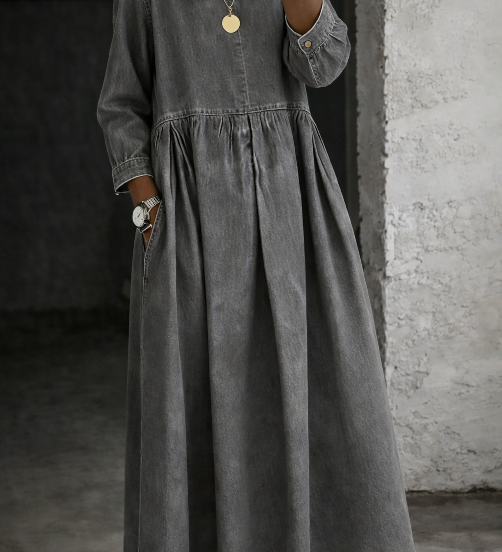 Manon | Robe en jean à col Peter Pan