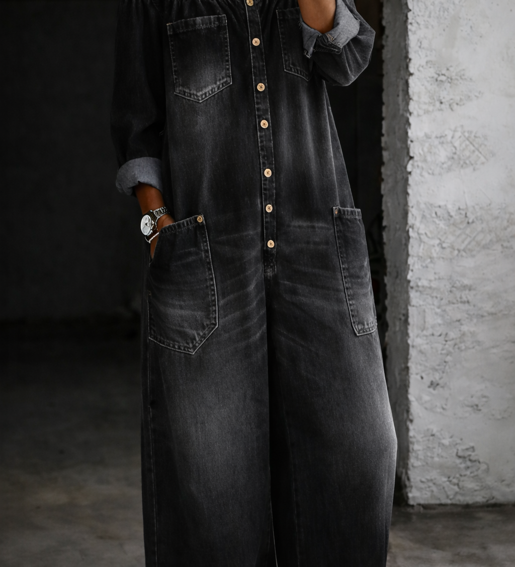 Sidonie | Combinaison denim épaules dénudées