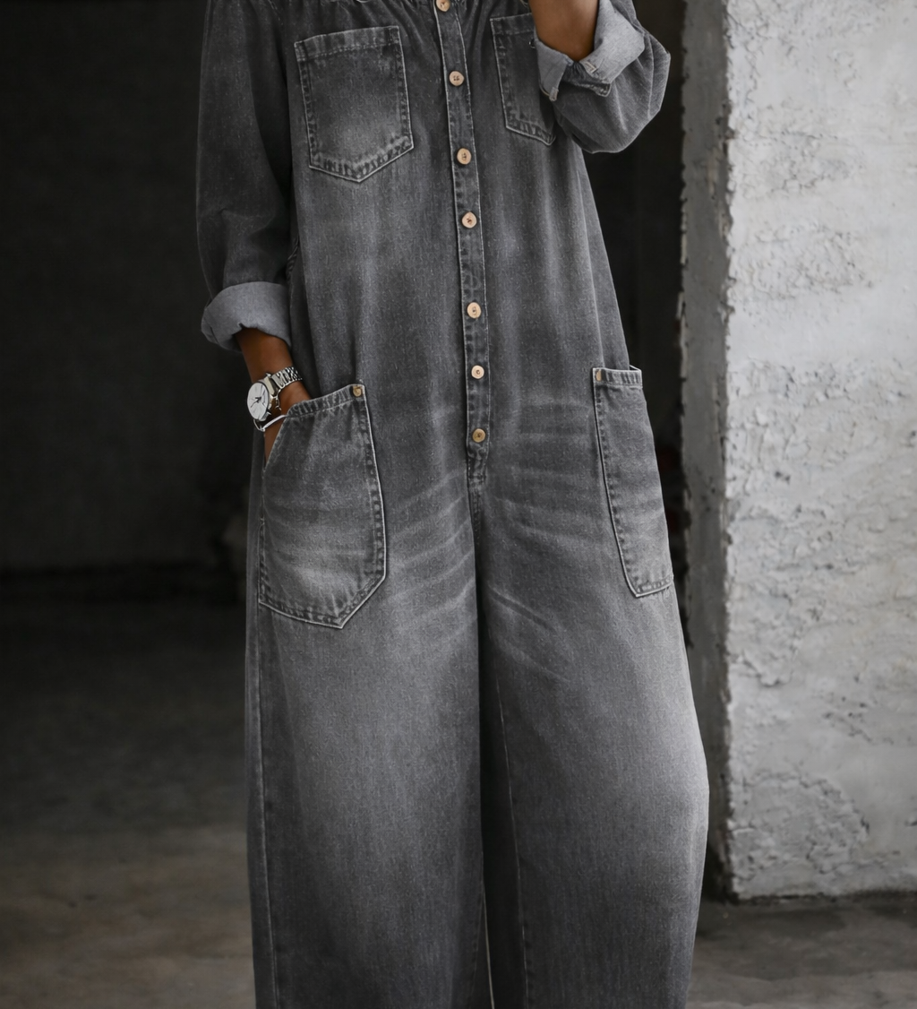 Sidonie | Combinaison denim épaules dénudées