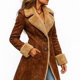 Winnie | Manteau long de style rétro avec détails en imitation de fourrure