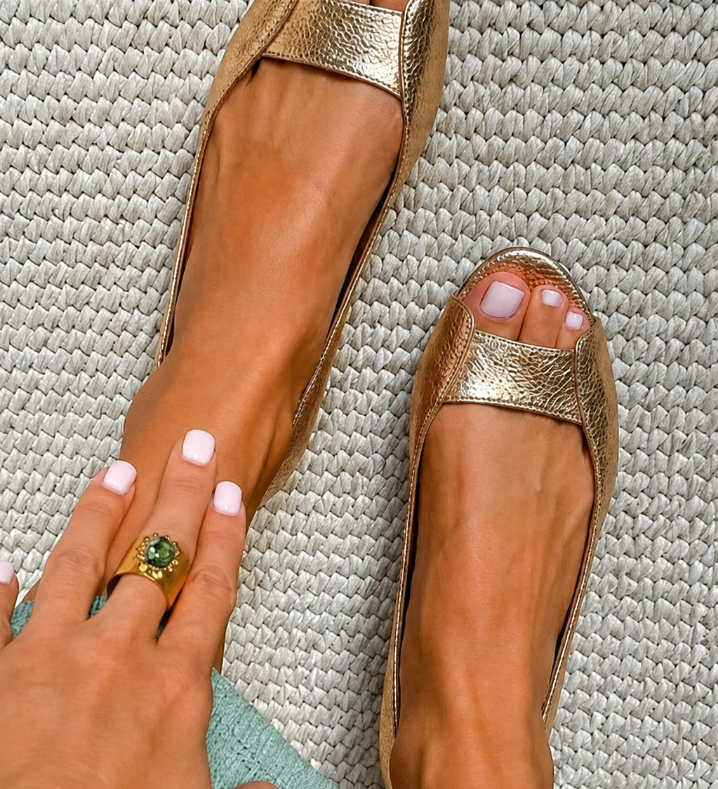 Adelina | Sandales Dorées Confort Chic