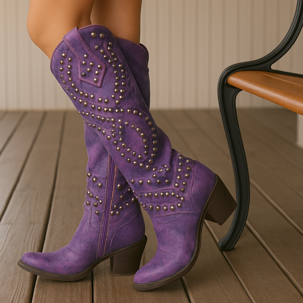 Inès | Bottes montantes western à clous