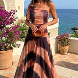 Sète | Robe Longue Imprimée Orange et Marron