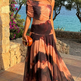Sète | Robe Longue Imprimée Orange et Marron