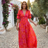 Cannes | Robe Fluide Rose et Orange