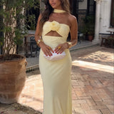 Biscarrosse | Robe Maxi Dos-Nu Corsage Fleuri