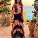 Sète | Robe Longue Imprimée Orange et Marron