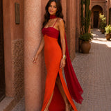 Deauville | Robe Longue Drapée Bicolore