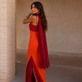 Deauville | Robe Longue Drapée Bicolore