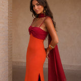Deauville | Robe Longue Drapée Bicolore