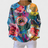 Blanche - Pull avec de grandes fleurs colorées