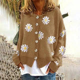 Océane - Cardigan Douillet en Tricot à Motif Marguerite