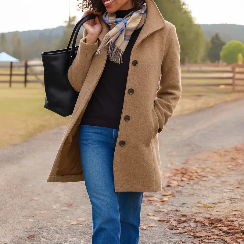 Jeannine - Manteau classique de longueur moyenne avec boutons