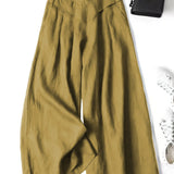 Chrissy | Pantalon en mélange de lin avec jambe large et taille élastique