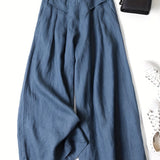 Chrissy | Pantalon en mélange de lin avec jambe large et taille élastique