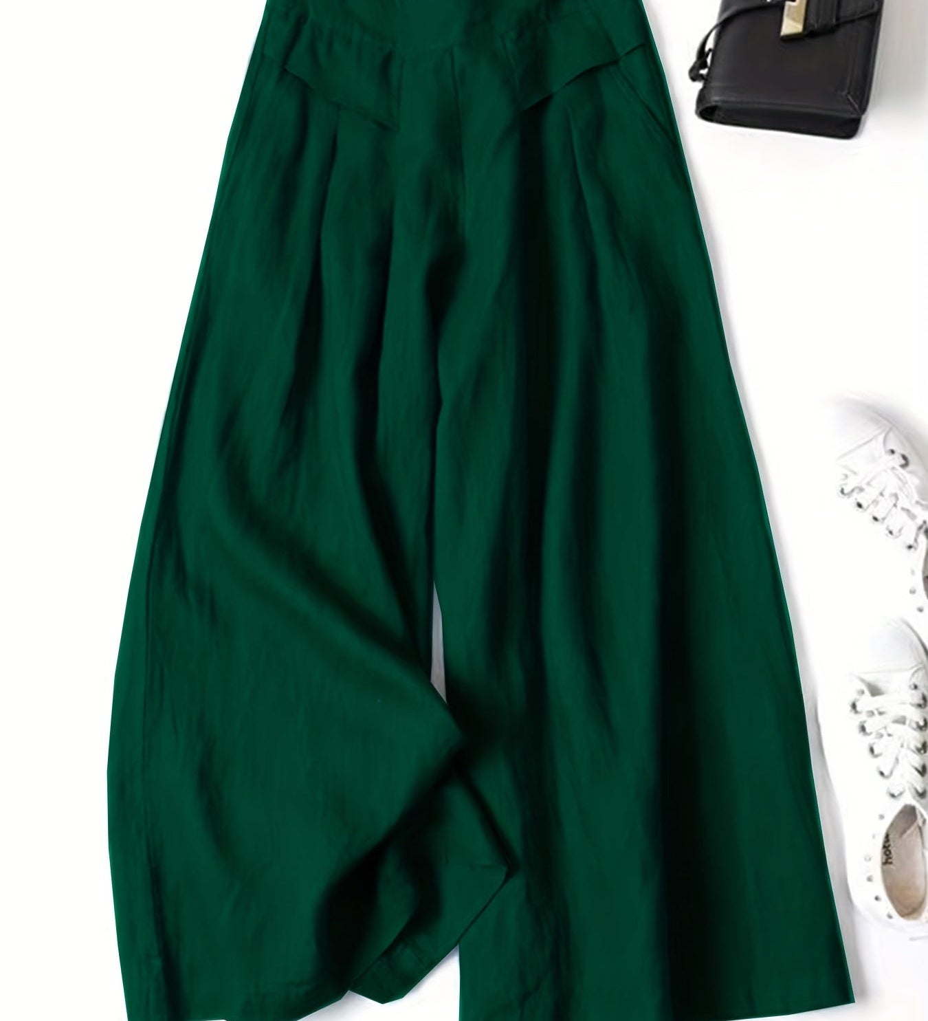 Chrissy | Pantalon en mélange de lin avec jambe large et taille élastique