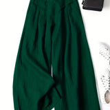 Chrissy | Pantalon en mélange de lin avec jambe large et taille élastique