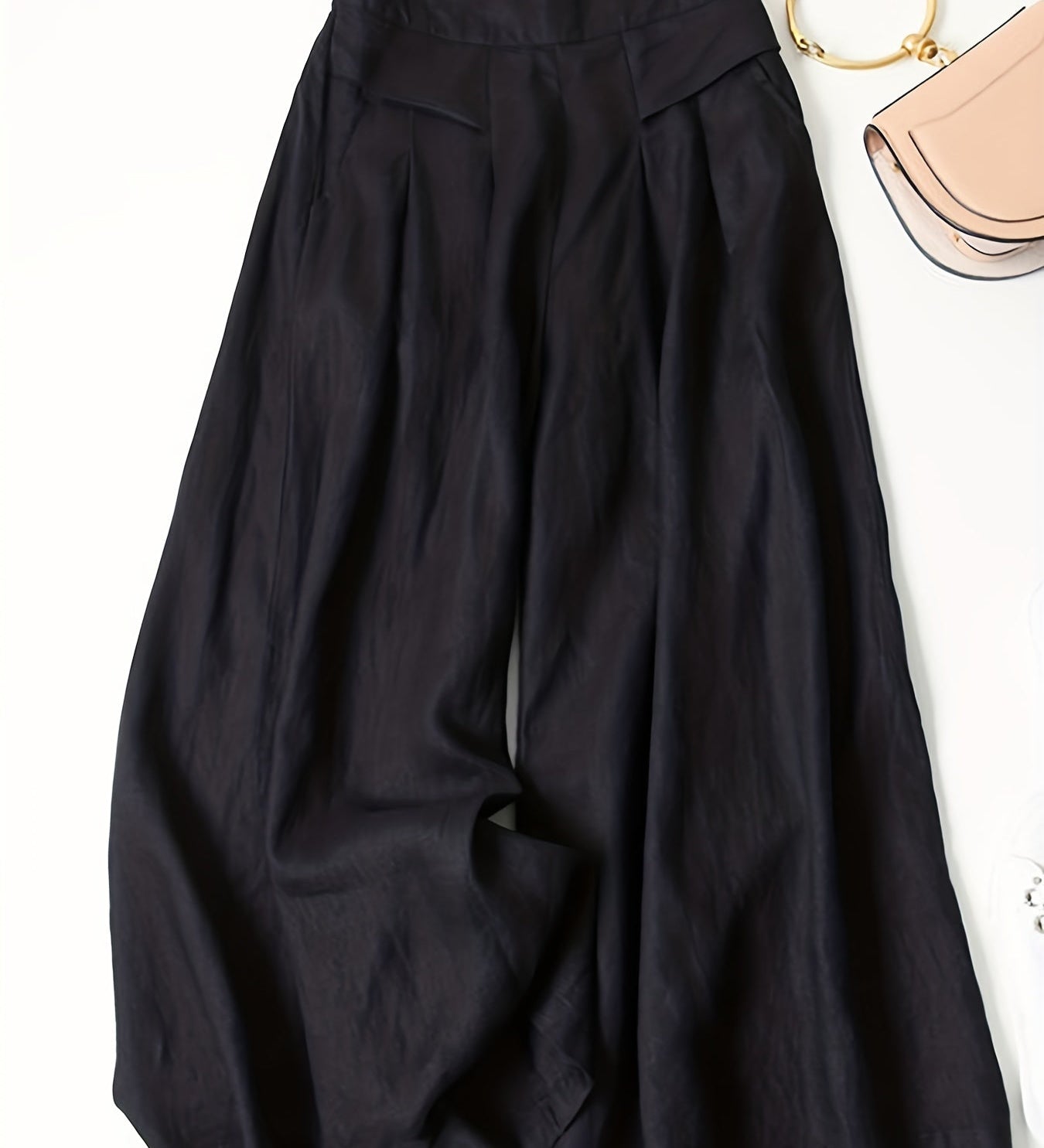 Chrissy | Pantalon en mélange de lin avec jambe large et taille élastique