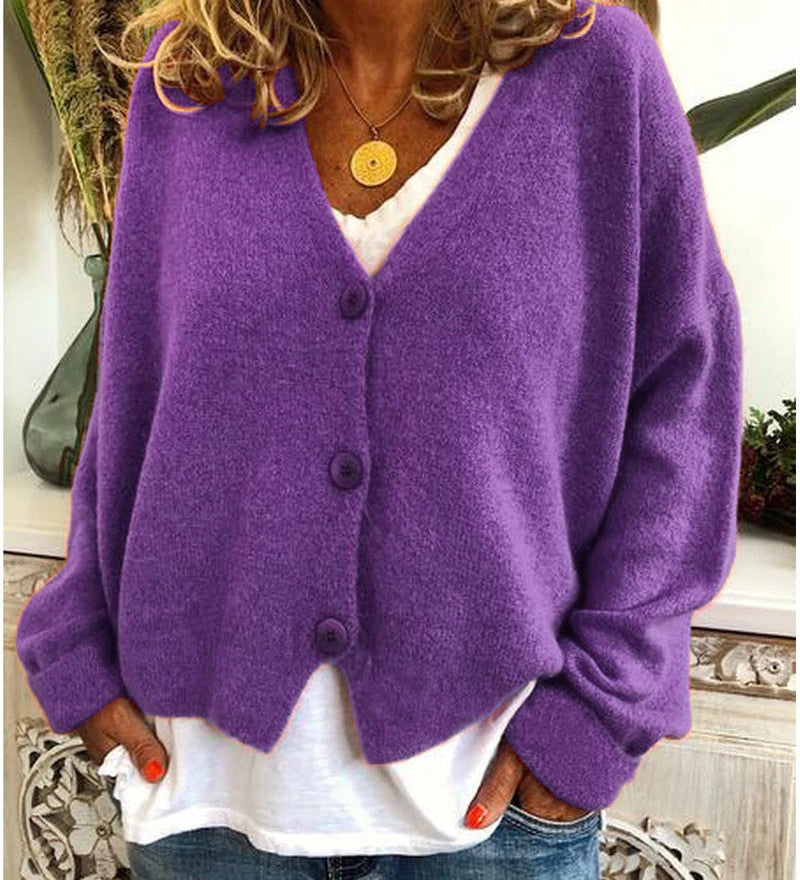 Aline - Gilet Boutonné V-Neck Confortable