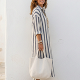 Naomi - Robe Midi Rayée Chemise
