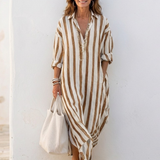 Naomi - Robe Midi Rayée Chemise