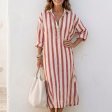 Naomi - Robe Midi Rayée Chemise