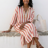 Naomi - Robe Midi Rayée Chemise