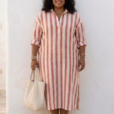 Naomi - Robe Midi Rayée Chemise
