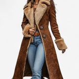 Winnie | Manteau long de style rétro avec détails en imitation de fourrure