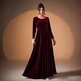 Béatrice | Robe Maxi en Velours à Manches Longues