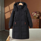 Urbanie | Manteau long matelassé pour femme avec capuche et col montant