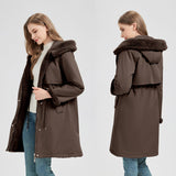 Séraphine | Parka longue pour femme avec capuche amovible et cordon ajustable à la taille