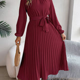 Martine | Robe Maxi Plissée Ceinturée