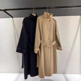 Edwige | Trench-coat long pour femme, avec col montant et ceinture à la taille