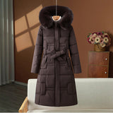 Perrette | Manteau d'hiver long matelassé pour femme, avec col en fausse fourrure amovible