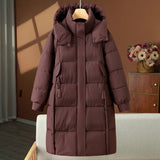 Urbanie | Manteau long matelassé pour femme avec capuche et col montant
