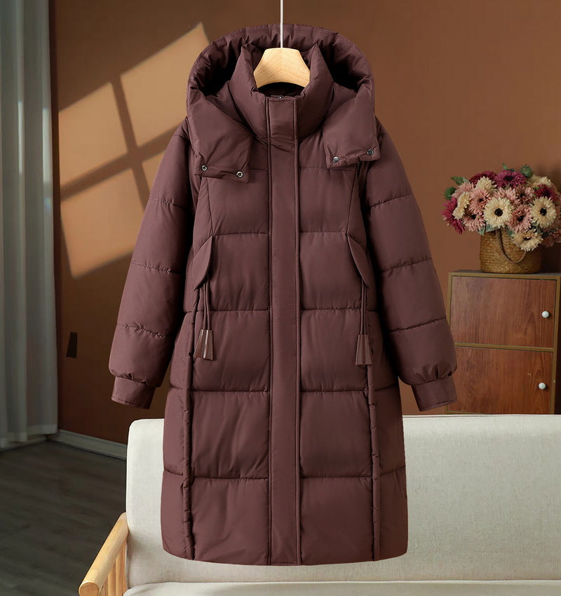 Urbanie | Manteau long matelassé pour femme avec capuche et col montant