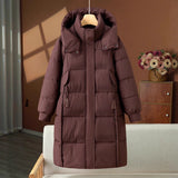 Urbanie | Manteau long matelassé pour femme avec capuche et col montant