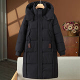 Urbanie | Manteau long matelassé pour femme avec capuche et col montant