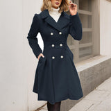 Daphnée | Manteau long à manches longues pour femme, avec poches