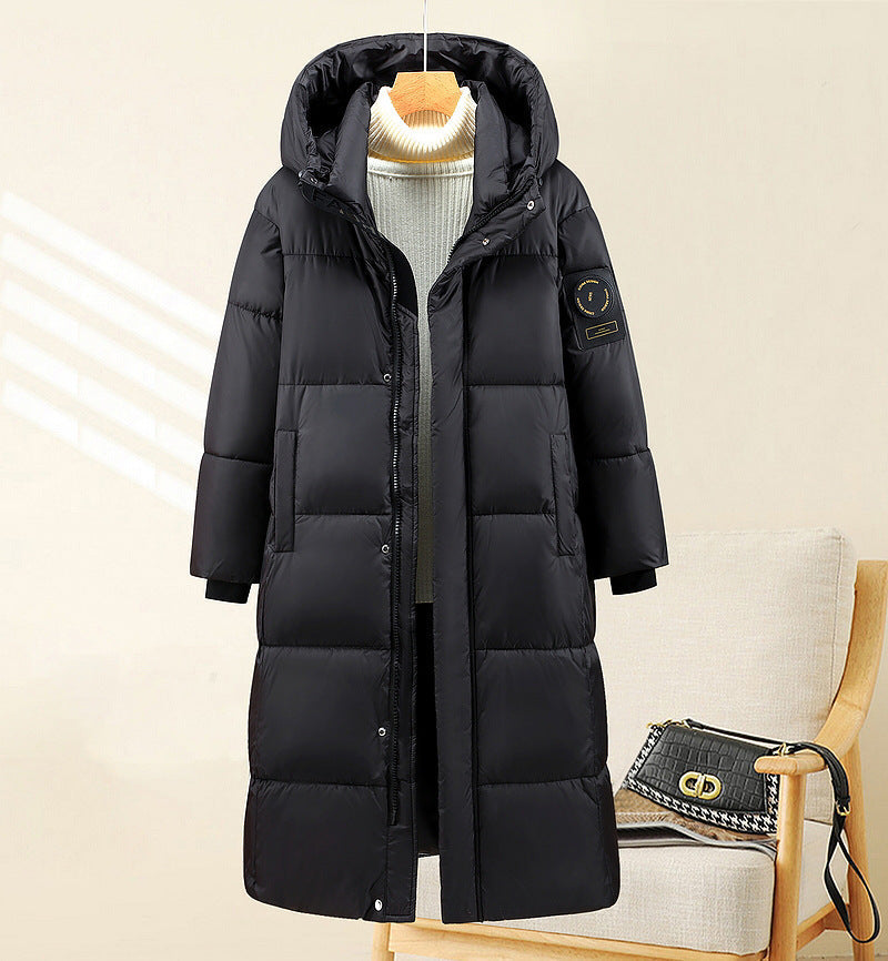 Jolande | Parka thermique matelassée extra-longue pour femme, avec capuche et poignets côtelés