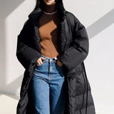 Xylia | Parka femme longue avec ceinture à nouer et manches volumineuses