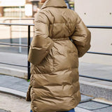 Xylia | Parka femme longue avec ceinture à nouer et manches volumineuses