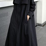 Jovette | Manteau oversized pour femme, long jusqu'à la cheville, avec capuche et empiècement style cape