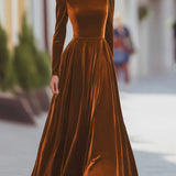 Éléonore | Robe Maxi en Velours à Col Montant