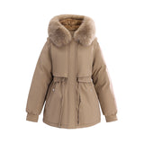 Nolwenn | Manteau d'hiver court pour femme, avec col en fausse fourrure amovible et poches