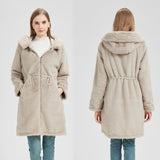 Séraphine | Parka longue pour femme avec capuche amovible et cordon ajustable à la taille