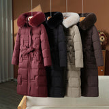 Perrette | Manteau d'hiver long matelassé pour femme, avec col en fausse fourrure amovible